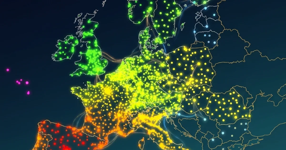 Stylized map of Europe showing interconnected weather station nodes representing the MeteoGate real-time data sharing infrastructure